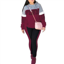 Load image into Gallery viewer, RAISEVERN New Pink Letter Print Tracksuit Women Casual Outfits 2 Two Piece Set Full Pants Suits Plus Size Clothing Autumn