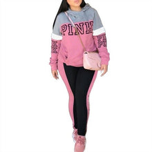 Load image into Gallery viewer, RAISEVERN New Pink Letter Print Tracksuit Women Casual Outfits 2 Two Piece Set Full Pants Suits Plus Size Clothing Autumn