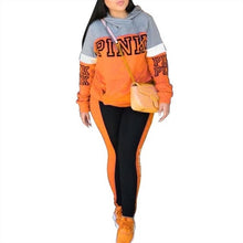 Load image into Gallery viewer, RAISEVERN New Pink Letter Print Tracksuit Women Casual Outfits 2 Two Piece Set Full Pants Suits Plus Size Clothing Autumn