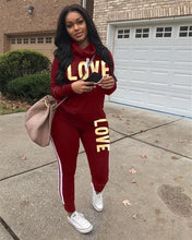 Load image into Gallery viewer, RAISEVERN New Pink Letter Print Tracksuit Women Casual Outfits 2 Two Piece Set Full Pants Suits Plus Size Clothing Autumn