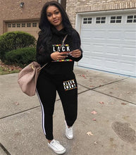 Load image into Gallery viewer, RAISEVERN New Pink Letter Print Tracksuit Women Casual Outfits 2 Two Piece Set Full Pants Suits Plus Size Clothing Autumn