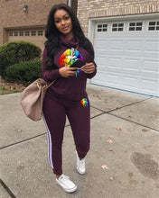 Load image into Gallery viewer, RAISEVERN New Pink Letter Print Tracksuit Women Casual Outfits 2 Two Piece Set Full Pants Suits Plus Size Clothing Autumn