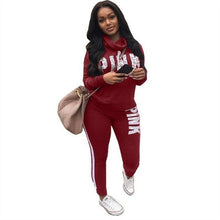Load image into Gallery viewer, RAISEVERN New Pink Letter Print Tracksuit Women Casual Outfits 2 Two Piece Set Full Pants Suits Plus Size Clothing Autumn