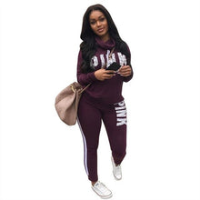 Load image into Gallery viewer, RAISEVERN New Pink Letter Print Tracksuit Women Casual Outfits 2 Two Piece Set Full Pants Suits Plus Size Clothing Autumn