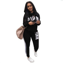 Load image into Gallery viewer, RAISEVERN New Pink Letter Print Tracksuit Women Casual Outfits 2 Two Piece Set Full Pants Suits Plus Size Clothing Autumn