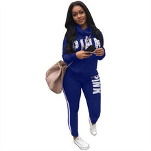 Load image into Gallery viewer, RAISEVERN New Pink Letter Print Tracksuit Women Casual Outfits 2 Two Piece Set Full Pants Suits Plus Size Clothing Autumn