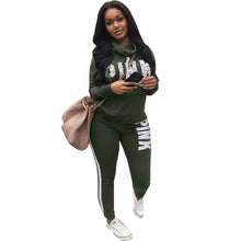 Load image into Gallery viewer, RAISEVERN New Pink Letter Print Tracksuit Women Casual Outfits 2 Two Piece Set Full Pants Suits Plus Size Clothing Autumn