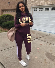 Load image into Gallery viewer, RAISEVERN New Pink Letter Print Tracksuit Women Casual Outfits 2 Two Piece Set Full Pants Suits Plus Size Clothing Autumn